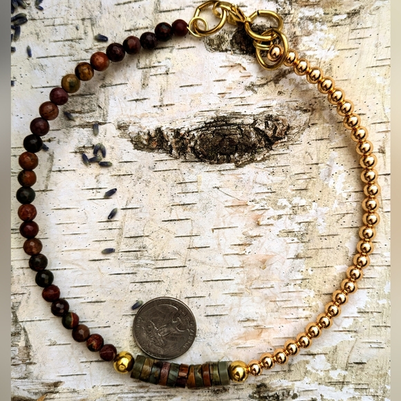 Natural Red Creek Jasper Earth Colors In Assymetrical  Choker/Necklace - Picture 6 of 8